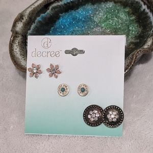♦️ B2G1FREE ♦️ 3 sets decree stud earrings